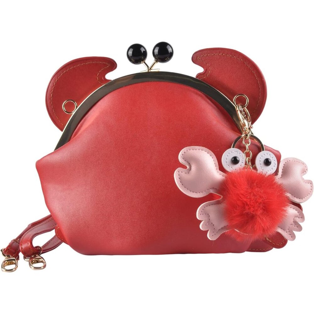 Women Red Crab Handbag Crayfish Shells Crossbody Bag Novelty Animal Shaped Purse